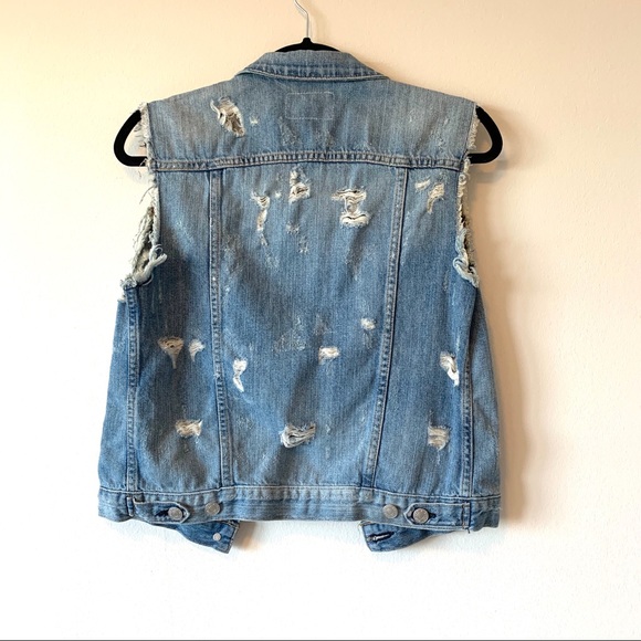 Rag & Bone Distessed Denim Vest Light Wash - Picture 2 of 16